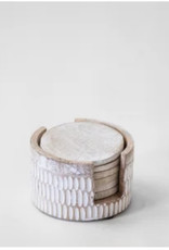 White Washed Carved Coasters