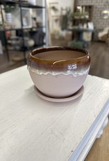 Drip Glaze Planter w/Saucer