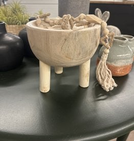 Natural Carved Wood Bowl with Legs
