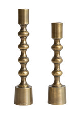 Cast Aluminum Taper Holders, Antique Gold Finish, Set of 2