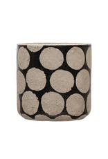 Terra-cotta Planter w/ Wax Relief Dots, Black & Cement Color