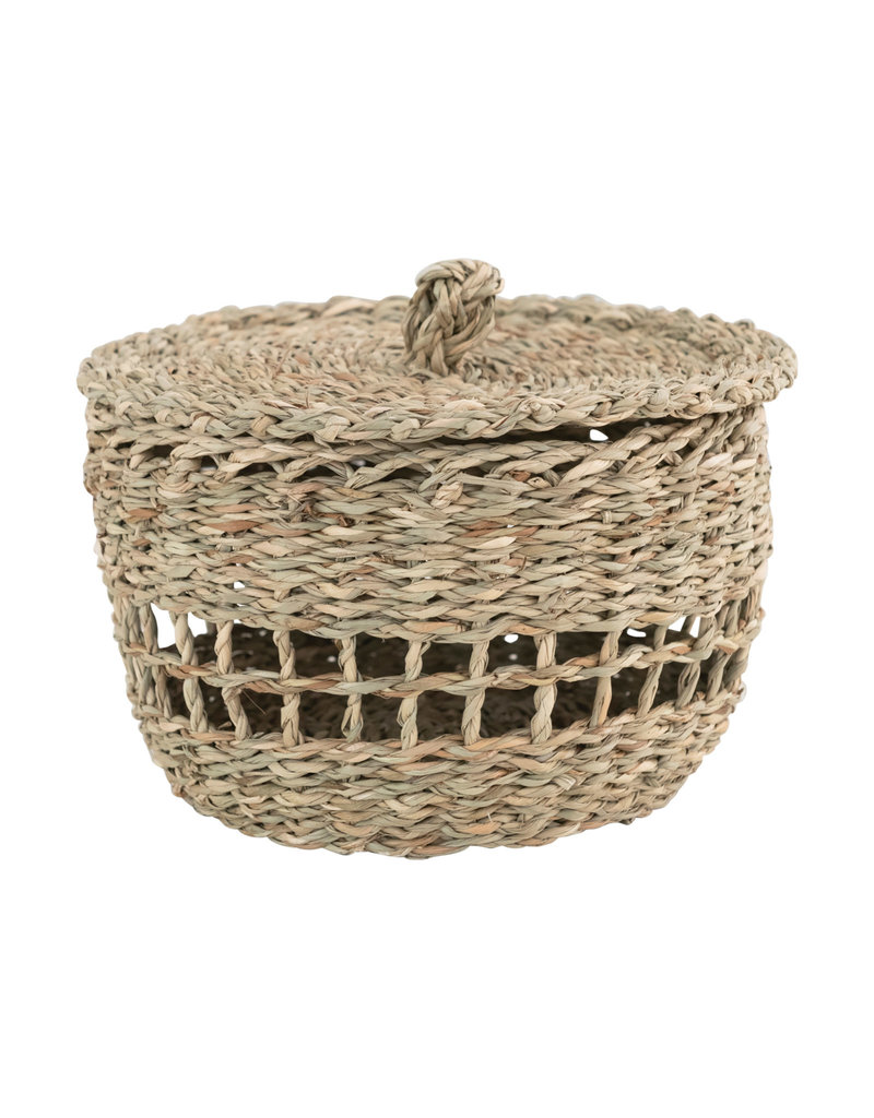 Hand-Woven Seagrass Basket with Lid