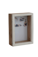 Marble & Mango Wood Shadow Box Photo Frame, White & Natural