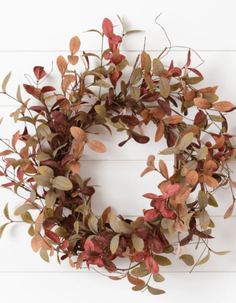 Wreath - Shades Of Burgundy Mini Foliage, Twig Accents