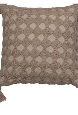 18" Cotton Crocheted Pillow w/Tassels
