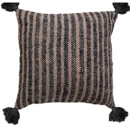 18" Woven Pillow w/Stripes and Tassels