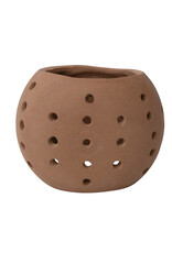 Handmade Terra-cotta Candle Holder w/ Cut-Outs