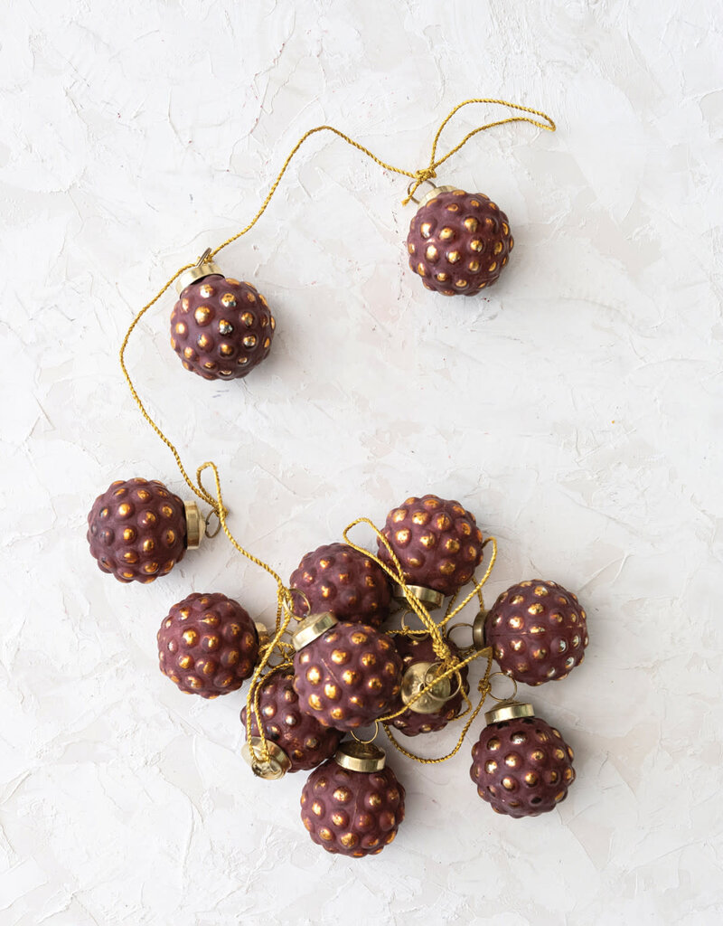 Hobnail Ball Ornament Garland w/ Gold Cord