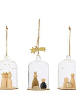 Glass Cloche Ornament w/Nativity