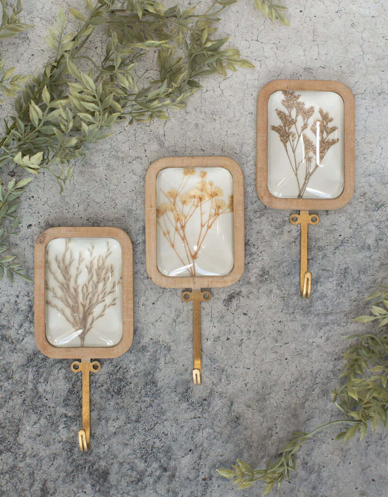 Pressed Flower Wall Hooks Set/3 - Rustic Roots