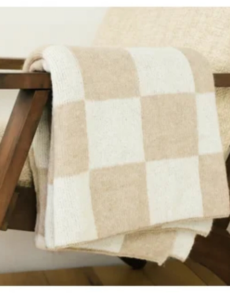 50x60 Tan Plaid Throw