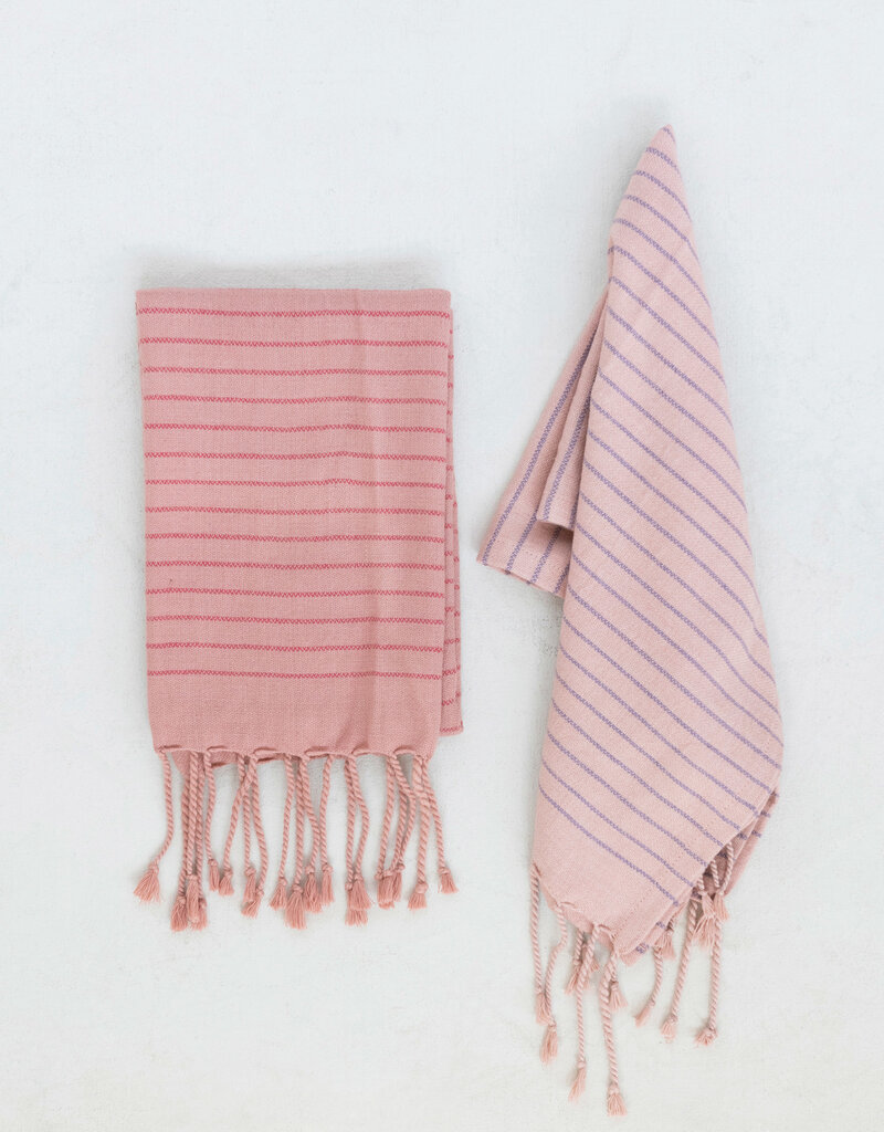 Turkish Cotton Tea Towel with Stripe and Fringe