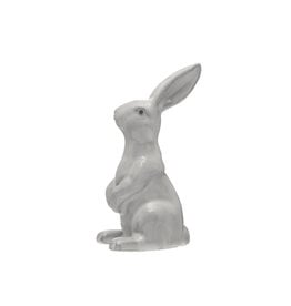 Stoneware Rabbit, Reactive Glaze, White