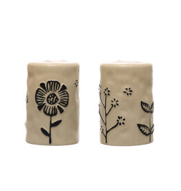 Hand-Painted Stoneware Salt & Pepper Shakers