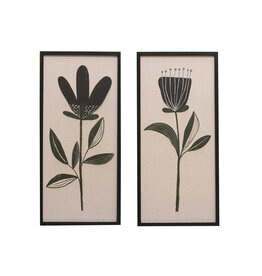 Wood Framed Textured Wall Décor w/ Flower, sold individually