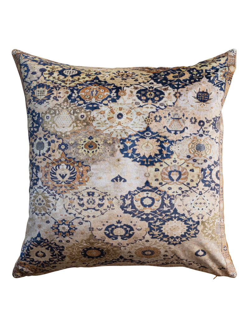 20" Square Cotton Velvet Printed Pillow