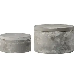 Cement Boxes with Lids, Set of 2