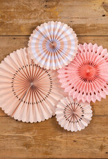 S/4 Pink & White Paper Fans