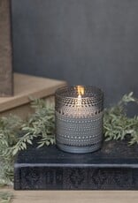 4" Grey Dotted Glass 3D Flame Candle
