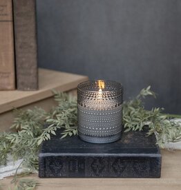4" Grey Dotted Glass 3D Flame Candle