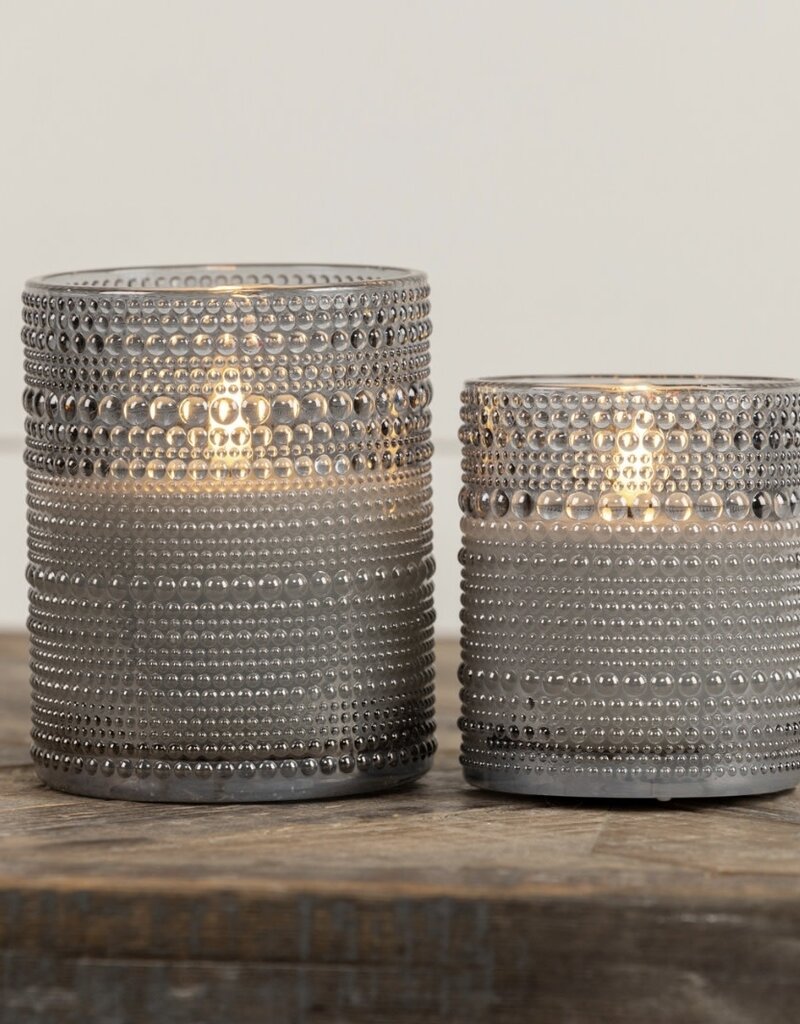 5" Grey Dotted Glass 3d Flame Candle