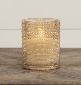 5" Champagne Dotted Glass 3D Flame Candle