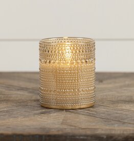 4" Champagne Dotted Glass 3D Flame Candle