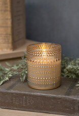 4" Champagne Dotted Glass 3D Flame Candle