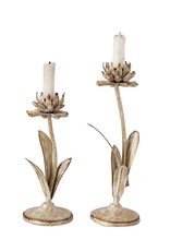 Flower Taper Holders, white/gold Set/2