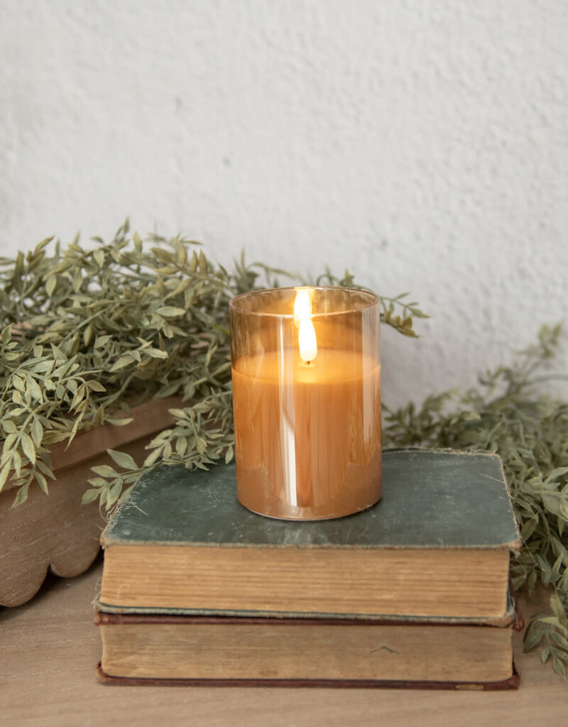 Champagne Colored 3D Glass Flame Candle