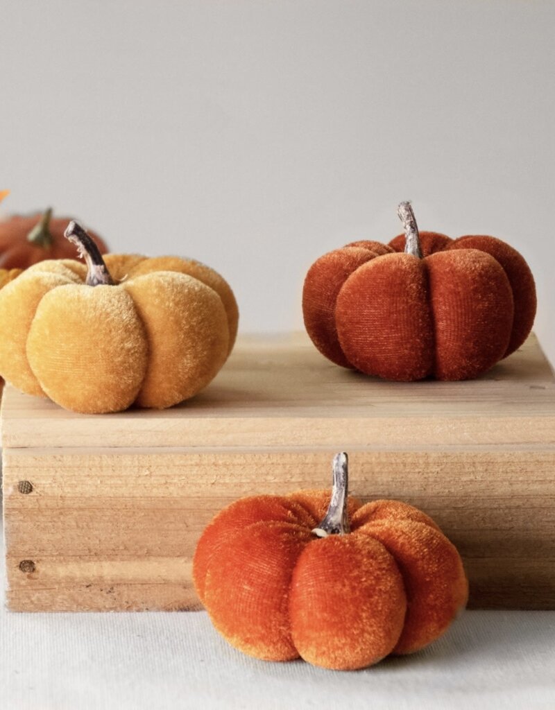 Mini Velvet Pumpkins, S/3