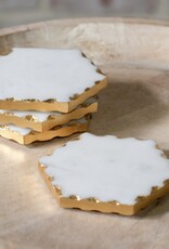 S/4 Marble/Gold Foil Edge Coasters