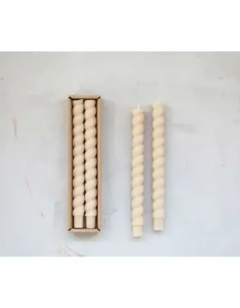 Twisted Taper Candle, Cream S/2
