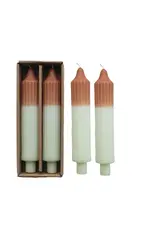 8"H Two-Tone Pleated Taper Candles in Box, Set of 2
