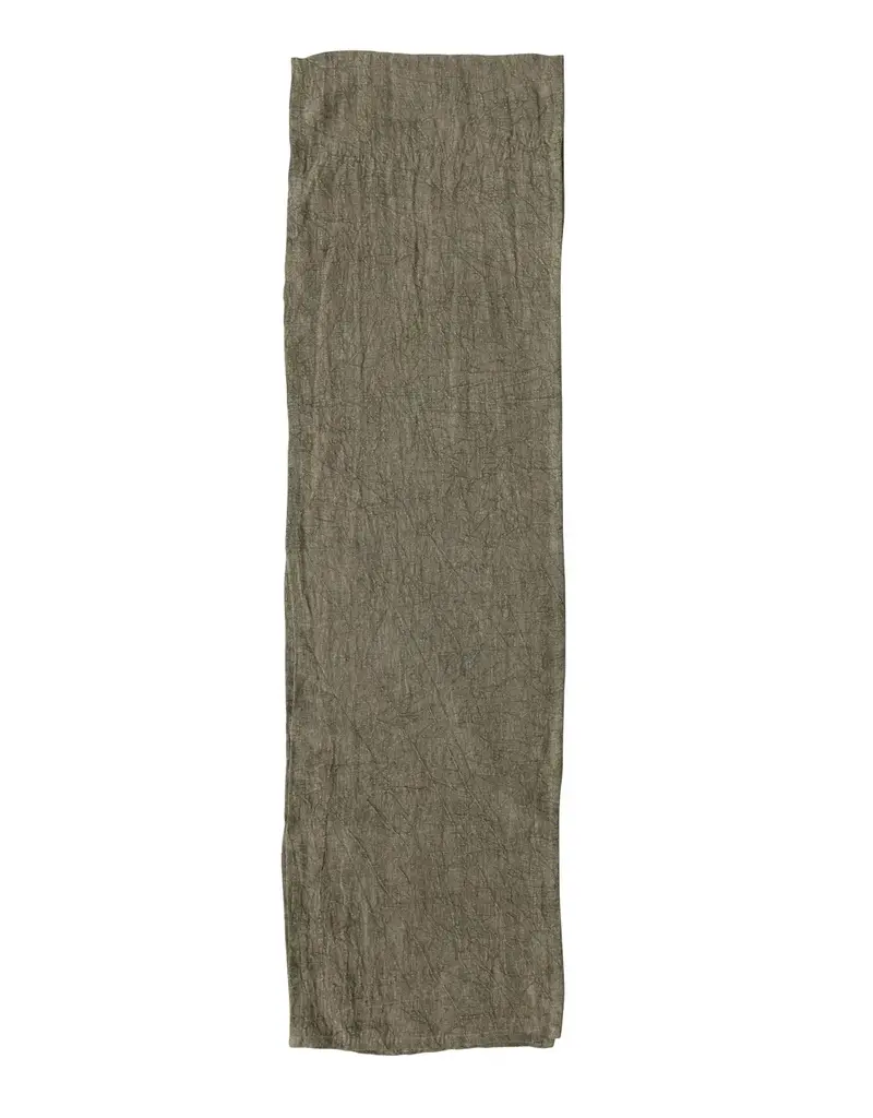 Stonewashed Linen Table Runner, Olive