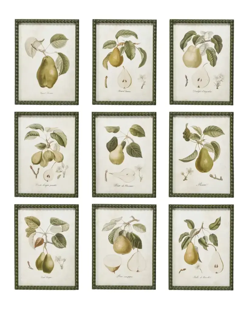 Hobnail Wood Framed Wall Décor w/ Vintage Reproduction Print, 9 Styles