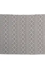 Recycled Cotton Jacquard Throw w/ Diamond Pattern, Grey & Natural