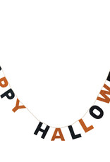 72"L Handmade Wool Felt Banner "Happy Halloween", Orange Color & Black