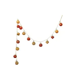 72"L Embossed Mercury Glass Ornament Garland w/ Gold Cord, Yellow & Orange Color