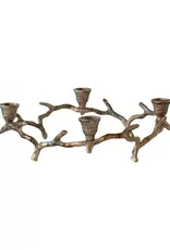 Aluminum Wreath Advent Taper Holder, Oxidized Antique Gold Finish