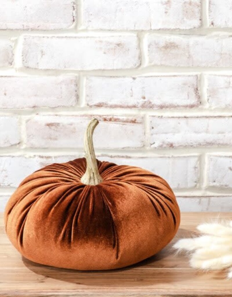 10″ BURNT ORANGE VELVET PUMPKIN