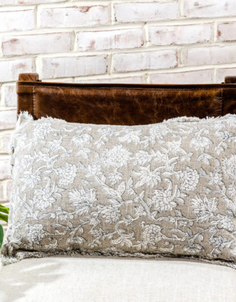 13″ X 20″ BEIGE FLORAL PILLOW