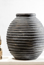 10.25" Black Terracotta Line Vase