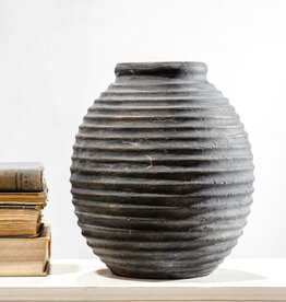 10.25" Black Terracotta Line Vase