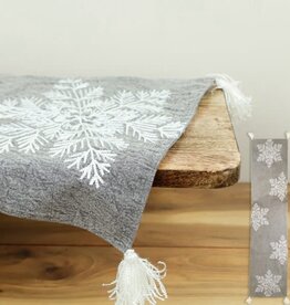 72" Grey Snowflake Table Runner