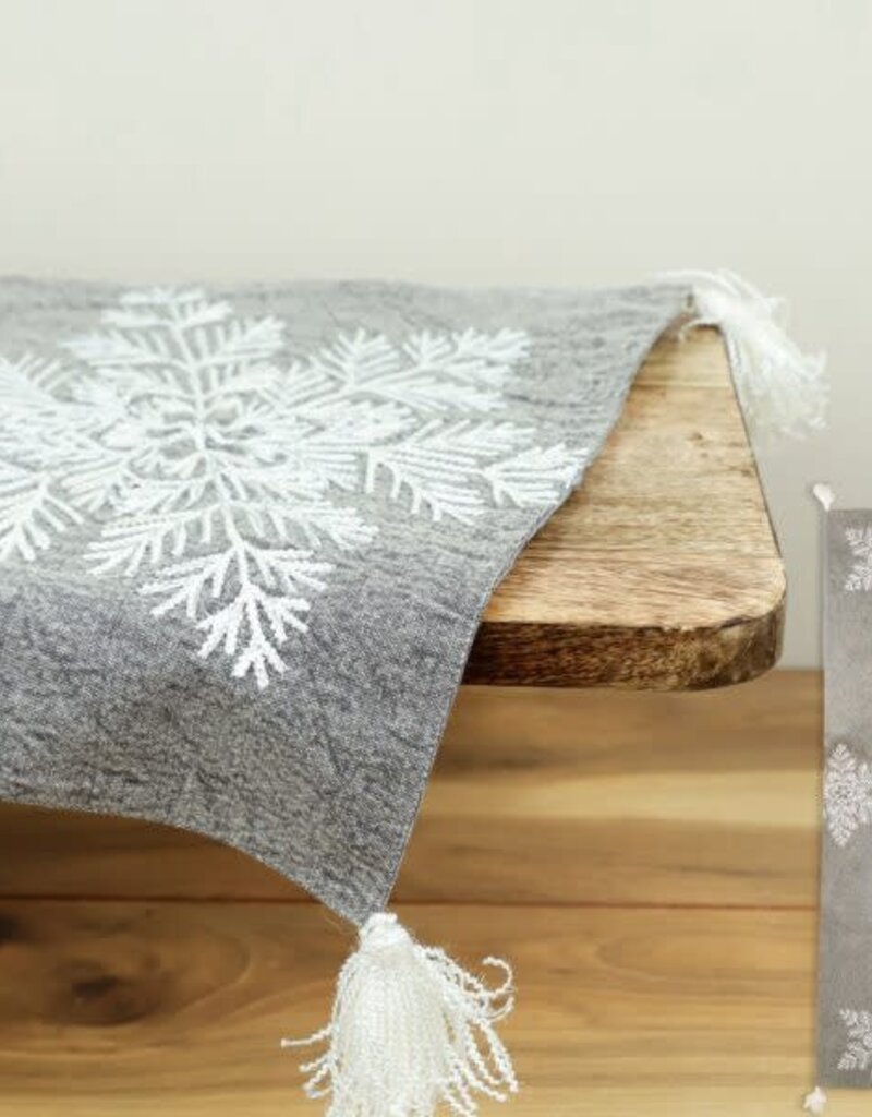72" Grey Snowflake Table Runner