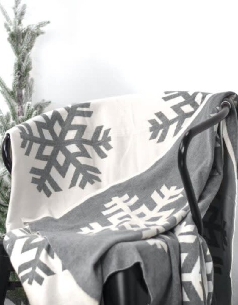 50x60" Grey Snowflake Throw
