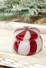 3" Peppermint Candy Glass Jar w/Lid