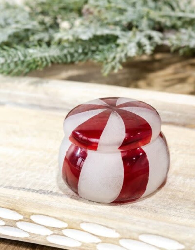 3" Peppermint Candy Glass Jar w/Lid
