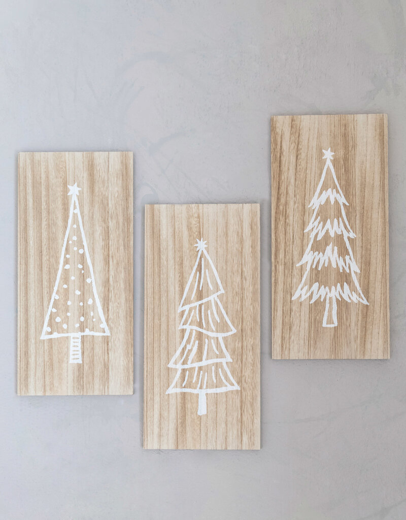 MDF Wall Decor with Christmas Trees, 3 Styles (Hangs or Sits)